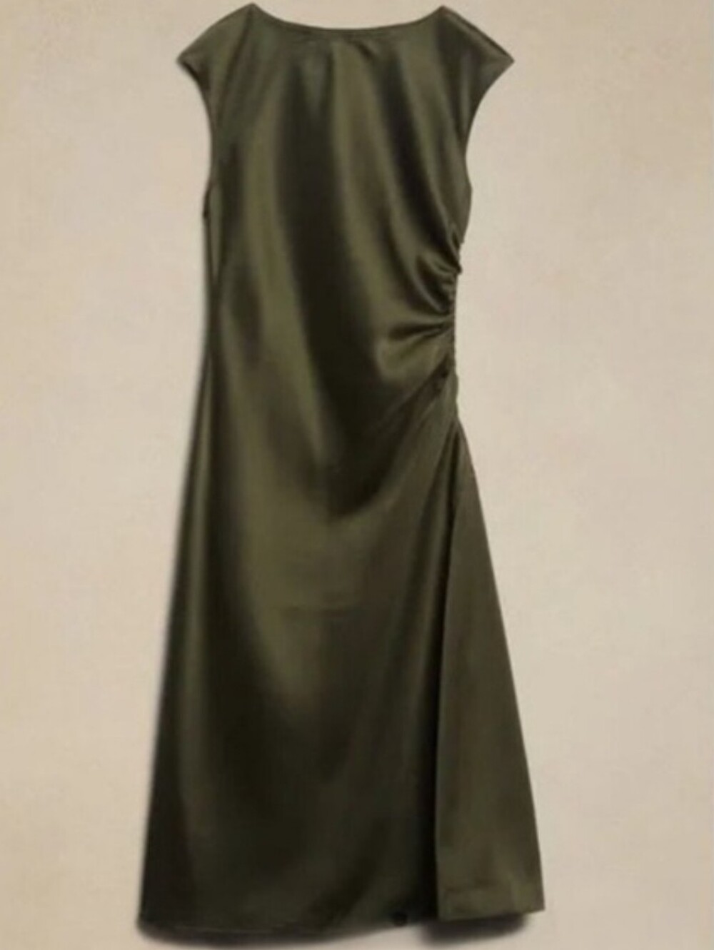 Banana Republic Factory Olive Green Satin Midi Dress